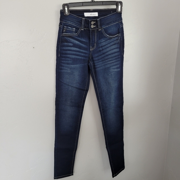 KanCan NWOT Dark Wash Skinny Jeans 1 24 Double Button Fly Denim Women's - Picture 1 of 5